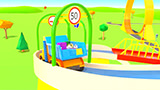A Race With Fire Truck, Police Car and Truck In Helper Cars Baby Cartoon